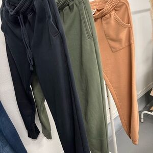Set of 3 Stylish Jogger Pants in Black, Green, and Tan